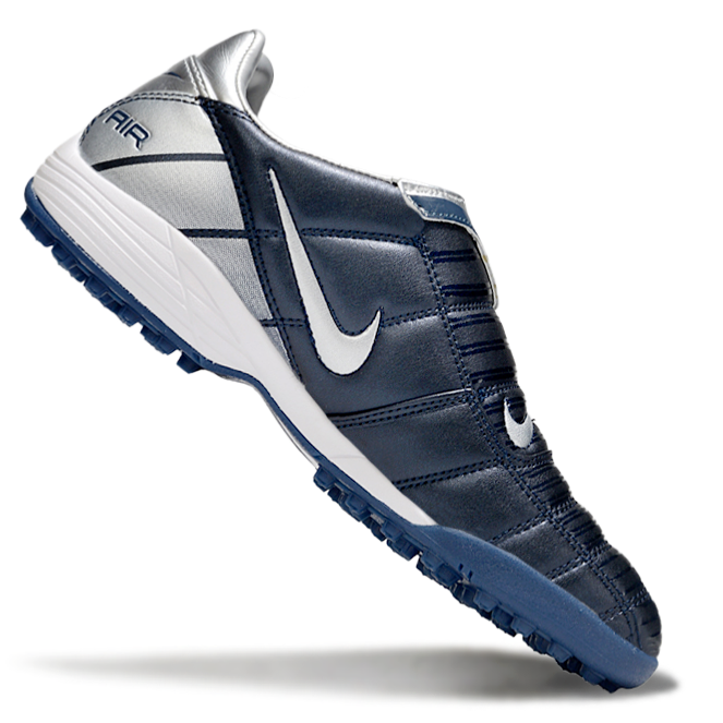 T90 Series Spiked Turf TF Soccer Shoes - Navy/Metallic Silver/White