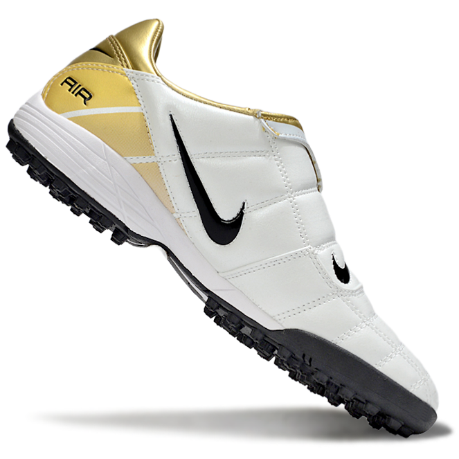 T90 Series Spiked Turf TF Soccer Shoes - White/Gold/Black