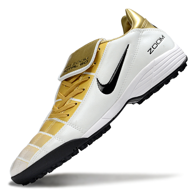 T90 Series Spiked Turf TF Soccer Shoes - White/Gold/Black