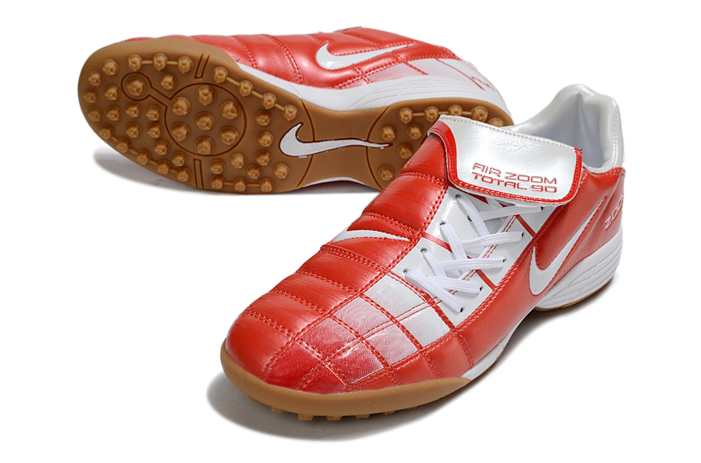 T90 Series Spiked Turf TF Soccer Shoes - White/Orange/Brown