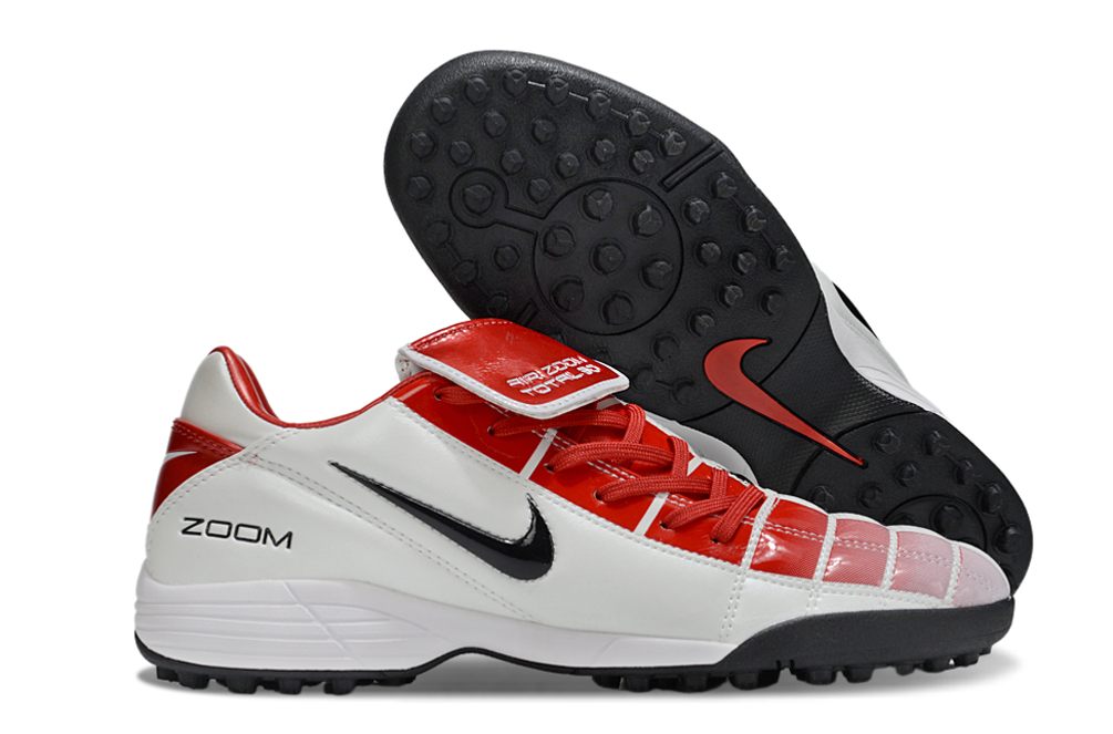 T90 Series Spiked Turf TF Soccer Shoes - White/Red/Black