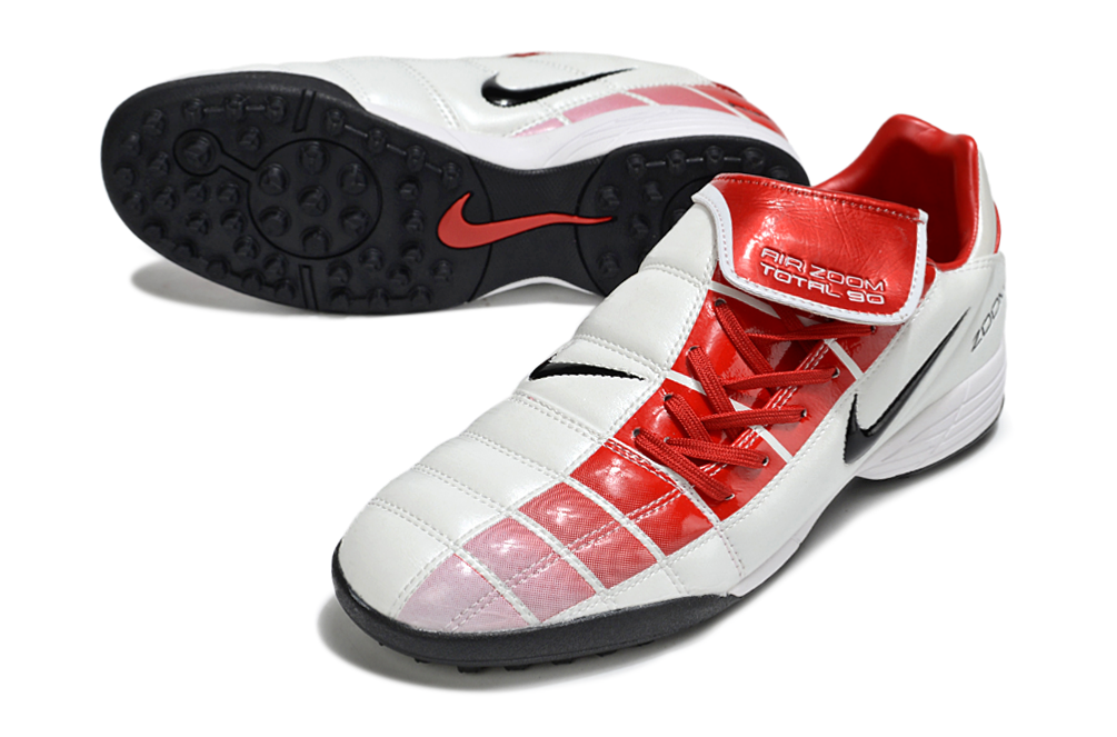 T90 Series Spiked Turf TF Soccer Shoes - White/Red/Black