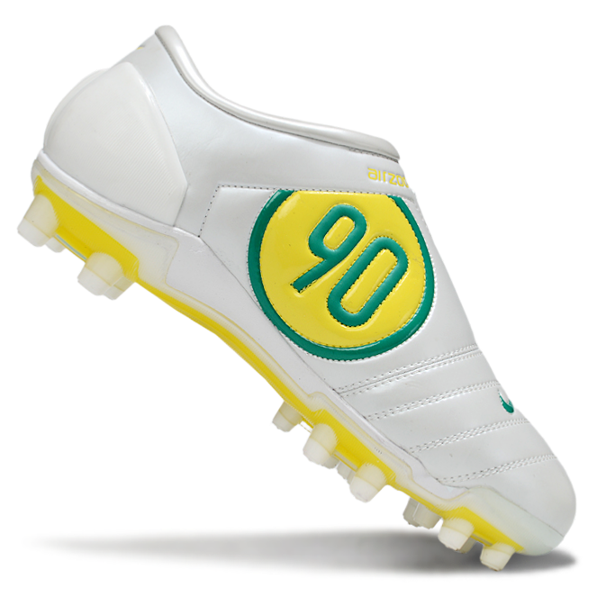 T90 Series Super A Back Slip Firm Ground Soccer Boots - White/Yellow/Green