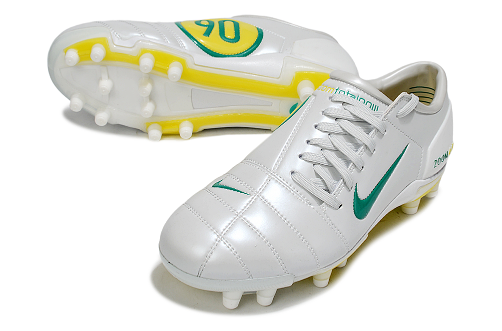T90 Series Super A Back Slip Firm Ground Soccer Boots - White/Yellow/Green