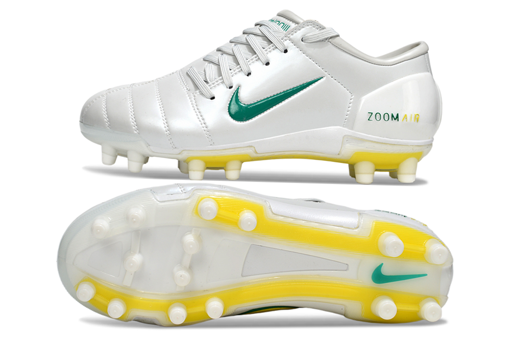 T90 Series Super A Back Slip Firm Ground Soccer Boots - White/Yellow/Green