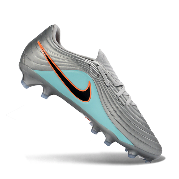 Tiempo Legend XI Elite Fully Knitted Waterproof FG Soccer Shoes - Metallic Silver/Mint Blue/Orange
