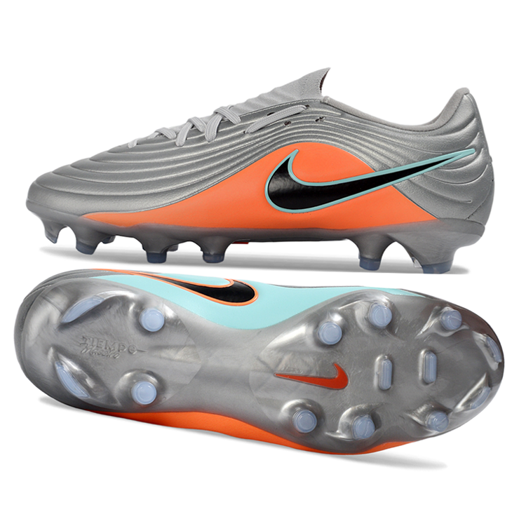 Tiempo Legend XI Elite Fully Knitted Waterproof FG Soccer Shoes - Metallic Silver/Mint Blue/Orange
