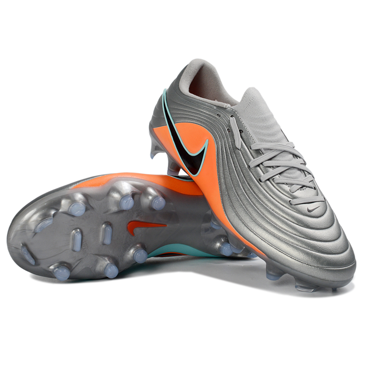 Tiempo Legend XI Elite Fully Knitted Waterproof FG Soccer Shoes - Metallic Silver/Mint Blue/Orange