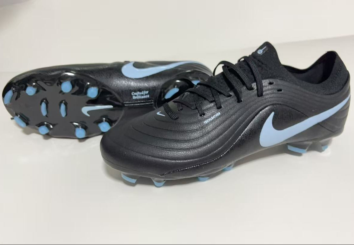 Tiempo Legend XI Elite Fully Knitted Waterproof FG Soccer Shoes with Split Sole - Black/Ice Blue