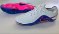 Tiempo Legend XI Elite Fully Knitted Waterproof FG Soccer Shoes with Split Sole - White/Prominent Pink/Blue