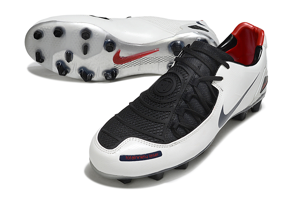 Total 90 Retro Laser Firm Ground Soccer Boots - Black/White