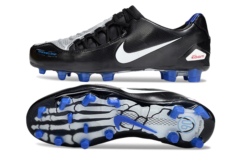 Total 90 Retro Laser Firm Ground Soccer Boots - Black/White/Blue