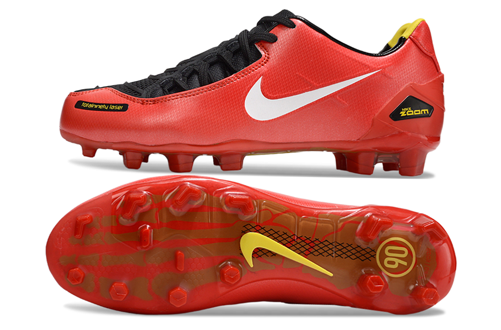 Total 90 Retro Laser Firm Ground Soccer Boots - Red/White/Black
