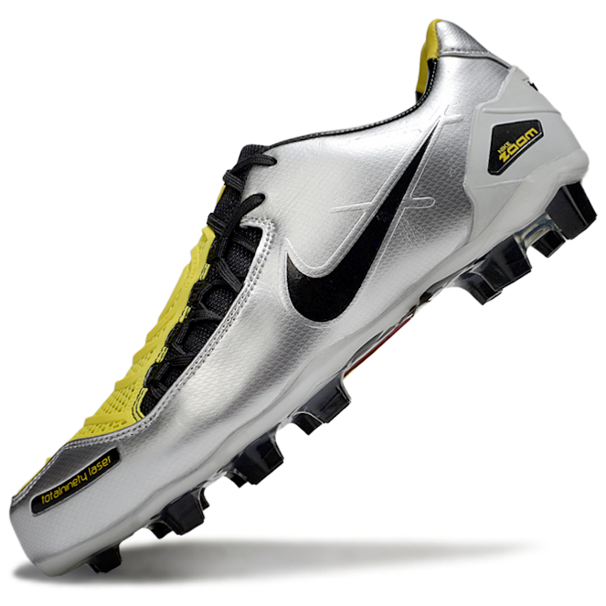 Total 90 Retro Laser Firm Ground Soccer Boots - Silver/Black/Yellow