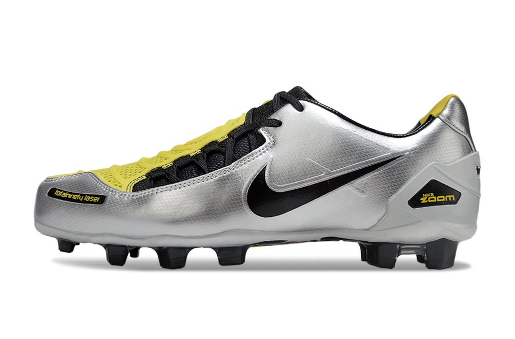 Total 90 Retro Laser Firm Ground Soccer Boots - Silver/Black/Yellow