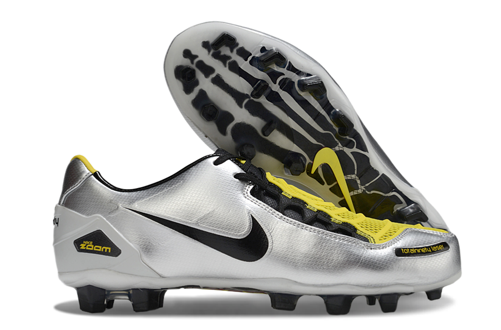 Total 90 Retro Laser Firm Ground Soccer Boots - Silver/Black/Yellow