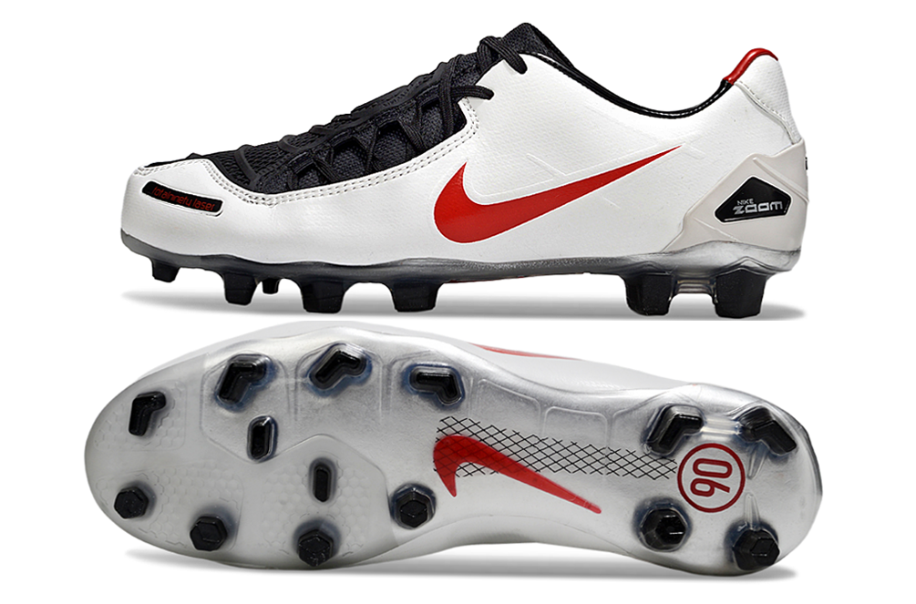Total 90 Retro Laser Firm Ground Soccer Boots - White/Red/Black